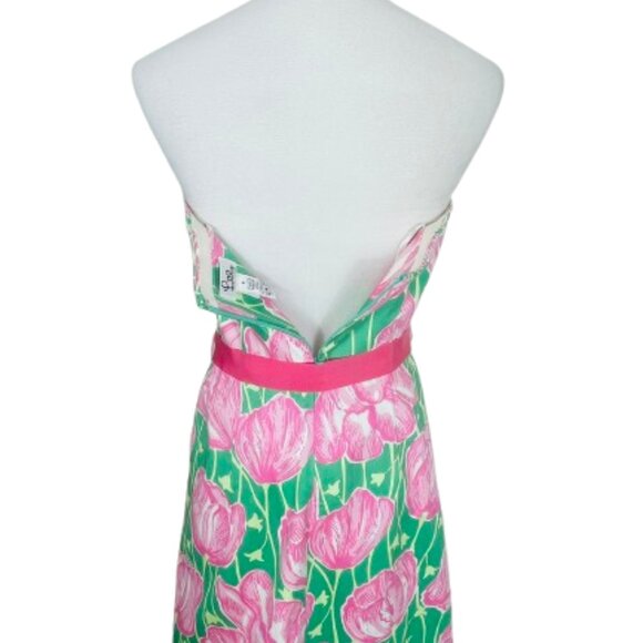 Lily Pulitzer StraplessTulip Print Scalop Hem Cocktail Dress Size 6 - Picture 8 of 9